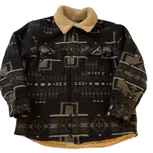 Zara Button Snap Up Shacket Jacket Youth Size Boy 11/12 Years Black Grey Sherpa